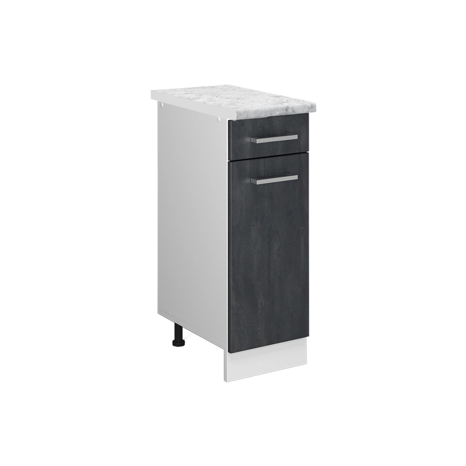 Vicco Küchenunterschrank R-Line Schubladenschrank für die Küche Schwarz Beton 30 cm AP Marmor mit Weiß Korpus von Vicco