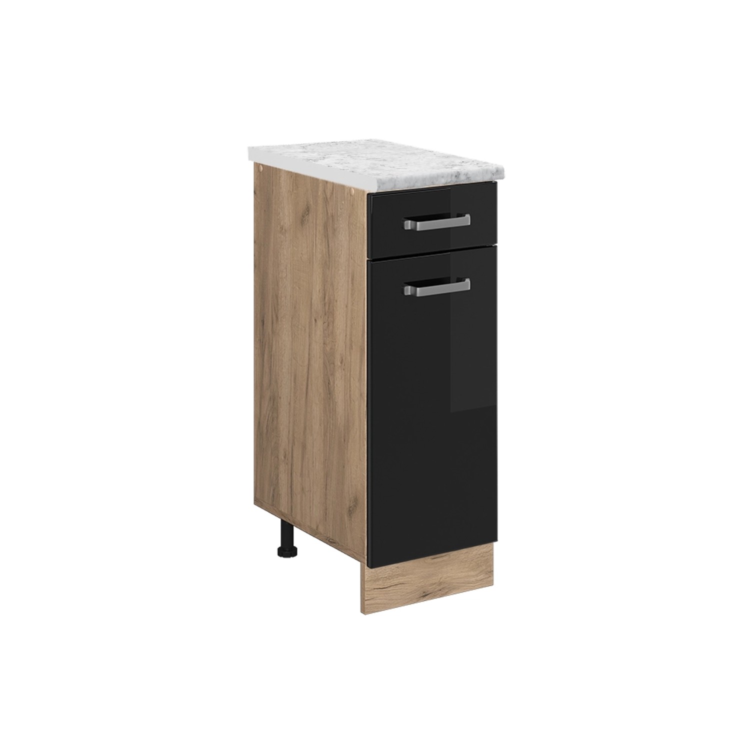 Vicco Küchenunterschrank R-Line Schubladenschrank für die Küche Schwarz Hochglanz 30 cm AP Marmor von Vicco