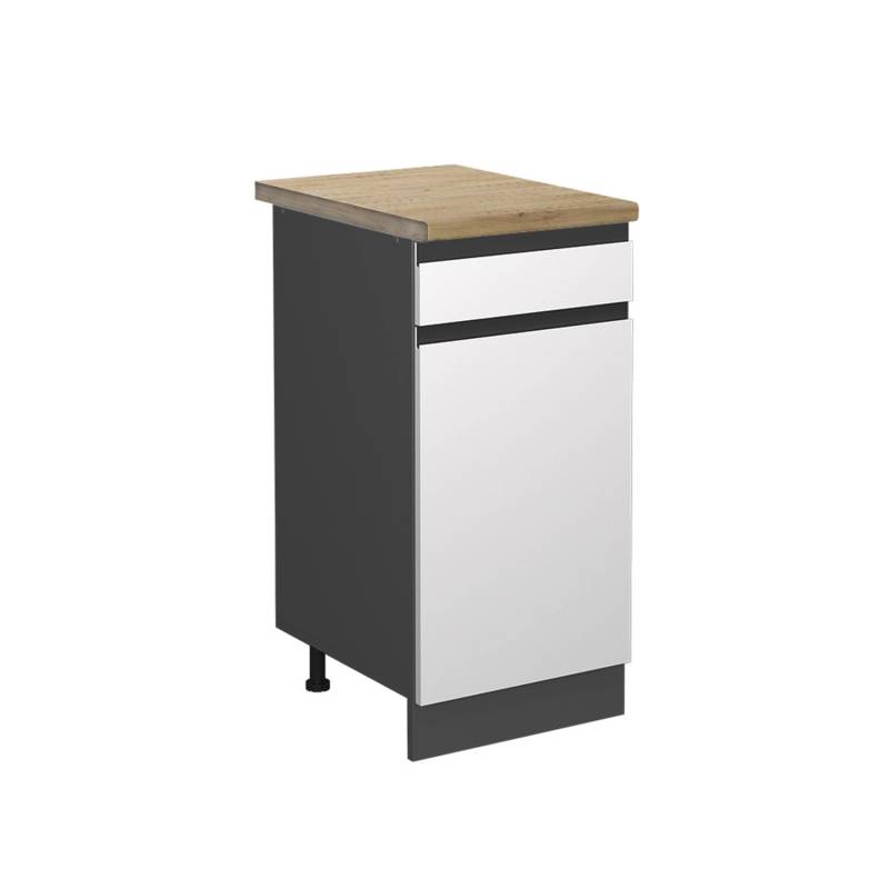 Vicco Küchenunterschrank R-Line Schubladenschrank für die Küche Weiß/Anthrazit 40 cm AP Eiche von Vicco