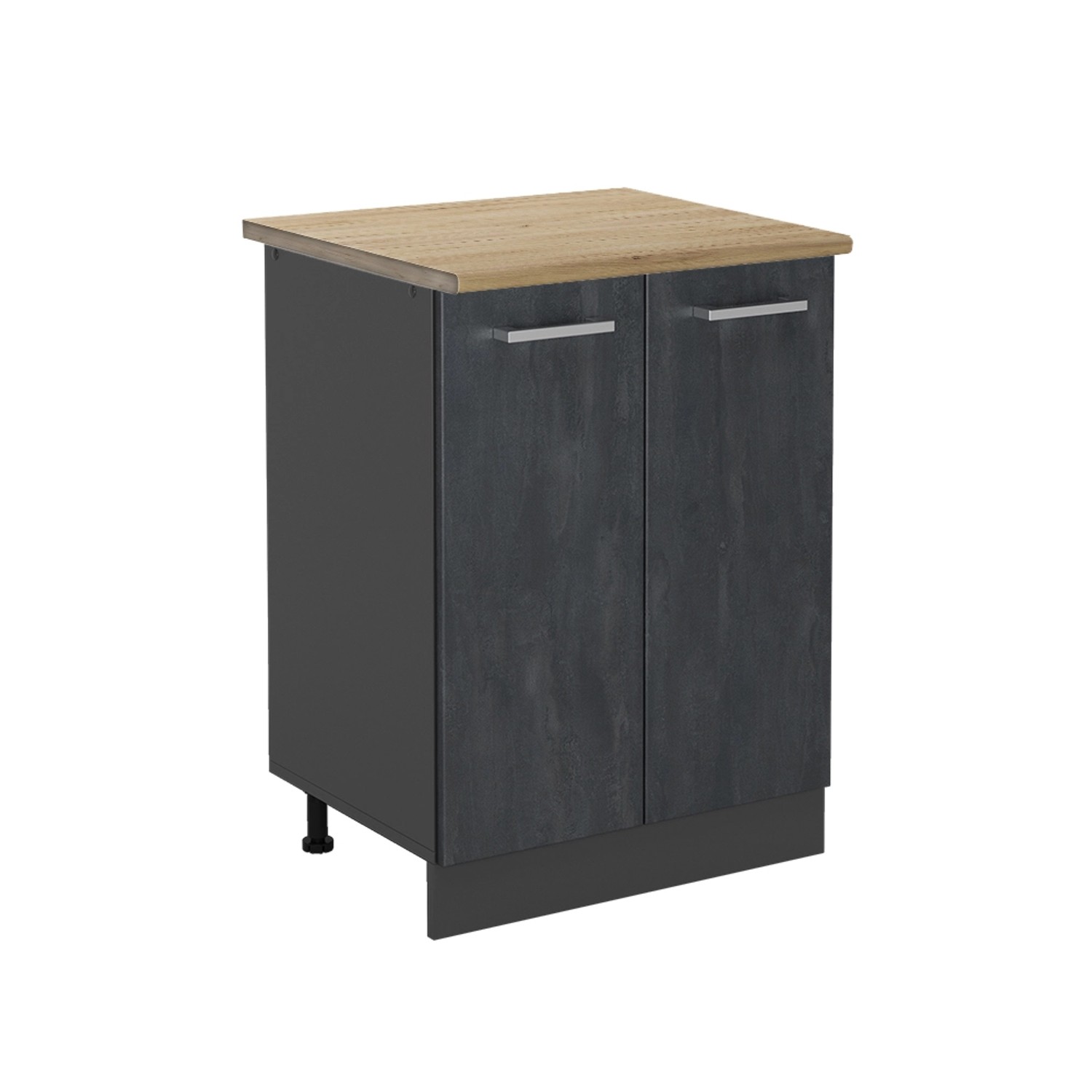 Vicco Küchenunterschrank R-Line Schwarz Beton/Anthrazit 60 cm AP Eiche von Vicco
