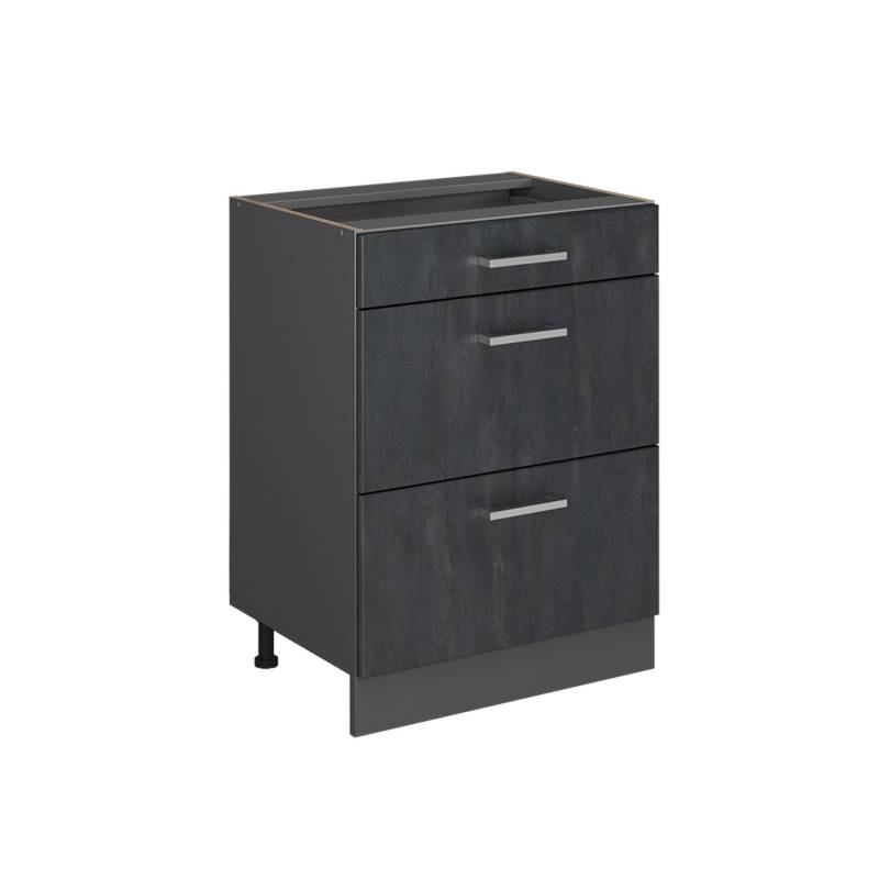 Vicco Küchenunterschrank R-Line Schwarz Beton 60 cm ohne Arbeitsplatte mit Anthrazit Korpus von Vicco