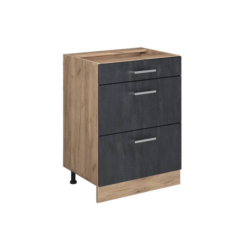 Vicco Küchenunterschrank R-Line Schwarz Beton 60 cm ohne Arbeitsplatte mit Goldkraft Eiche Korpus Vicco Küchenunterschrank R-Line Schwarz Beton 60 cm ohne Arbeitsplatte mit Goldkraft Eiche Korpus von Vicco