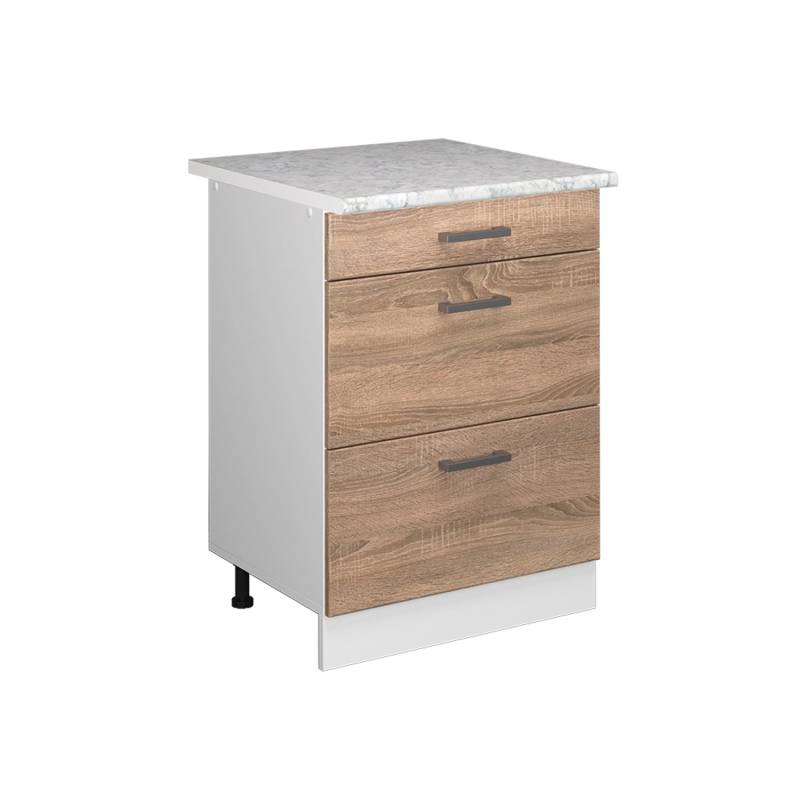 Vicco Küchenunterschrank R-Line Sonoma/Weiß 60 cm mit Schubladen AP Marmor Vicco Küchenunterschrank R-Line Sonoma/Weiß 60 cm mit Schubladen AP Marmor von Vicco