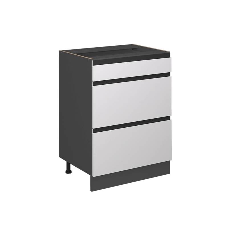 Vicco Küchenunterschrank R-Line Weiß/Anthrazit 60 cm J-Shape mit Schubladen ohne Arbeitsplatte von Vicco