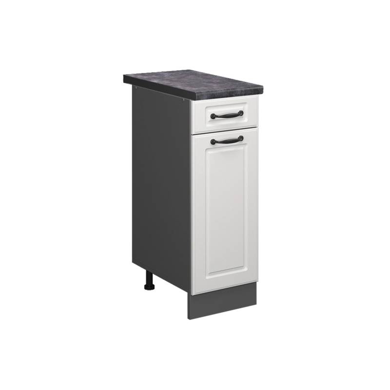 Vicco Küchenunterschrank R-Line Weiß Landhaus/Anthrazit 30 cm AP Anthrazit von Vicco