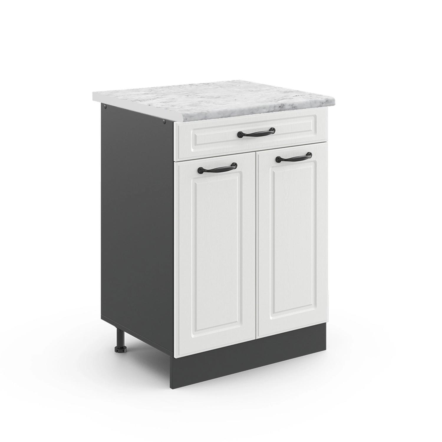 Vicco Küchenunterschrank R-Line Weiß Landhaus/Anthrazit 80 cm AP Marmor von Vicco