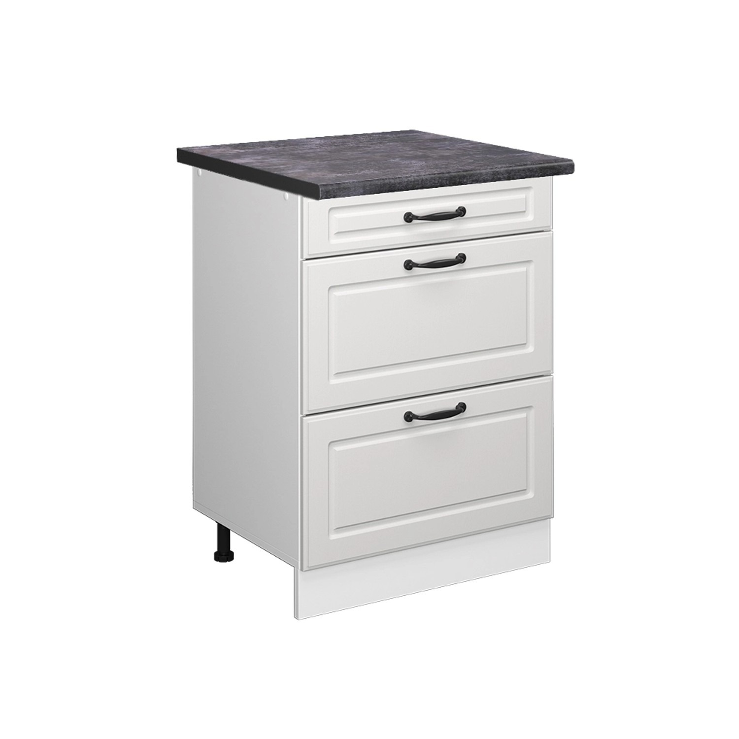 Vicco Küchenunterschrank R-Line Weiß Landhaus/Weiß 60 cm mit Schubladen AP Anthrazit von Vicco