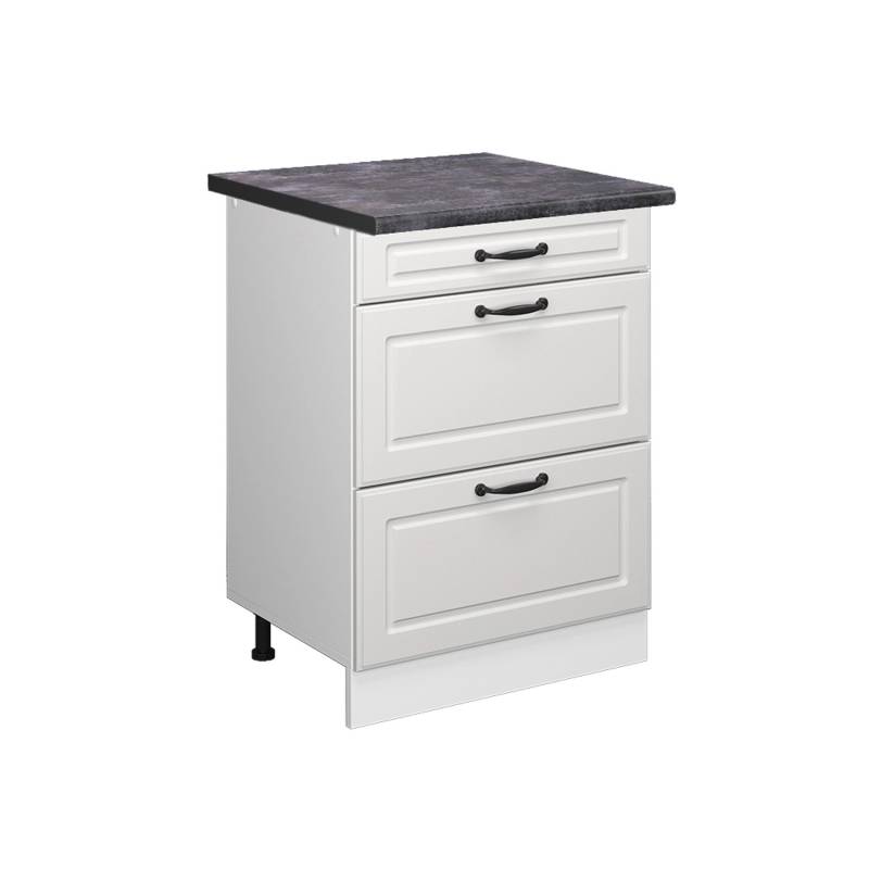 Vicco Küchenunterschrank R-Line Weiß Landhaus/Weiß 60 cm mit Schubladen AP Anthrazit von Vicco