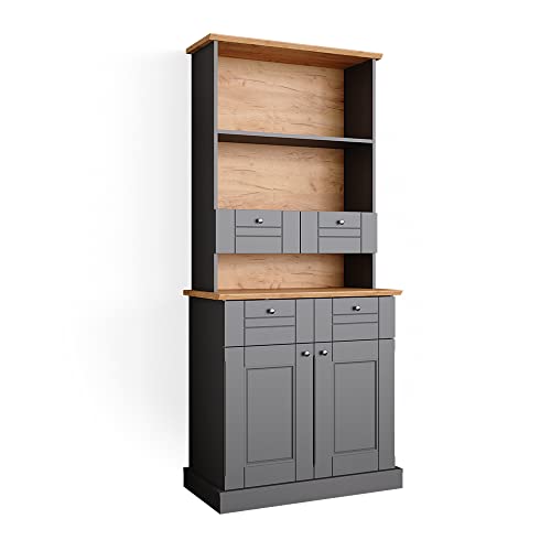 Vicco Hochschrank Bergamo, Grau/Eiche, 80 cm von Vicco