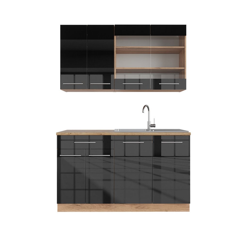 Vicco Küchenzeile Fame-Line, Anthrazit Hochglanz/Eiche, 140 cm ohne Arbeitsplatte Vicco Küchenzeile Fame-Line, Anthrazit Hochglanz/Eiche, 140 cm ohne Arbeitsplatte von Vicco