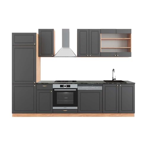Vicco Küchenzeile Fame-Line, Anthrazit Landhaus/Goldkraft Eiche, 300 cm, AP Anthrazit Vicco Küchenzeile Fame-Line, Anthrazit Landhaus/Goldkraft Eiche, 300 cm, AP Anthrazit von Vicco