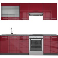 Vicco - Küchenzeile Fame-Line, Bordeaux Hochglanz/Anthrazit, 240 cm , ap Anthrazit von Vicco
