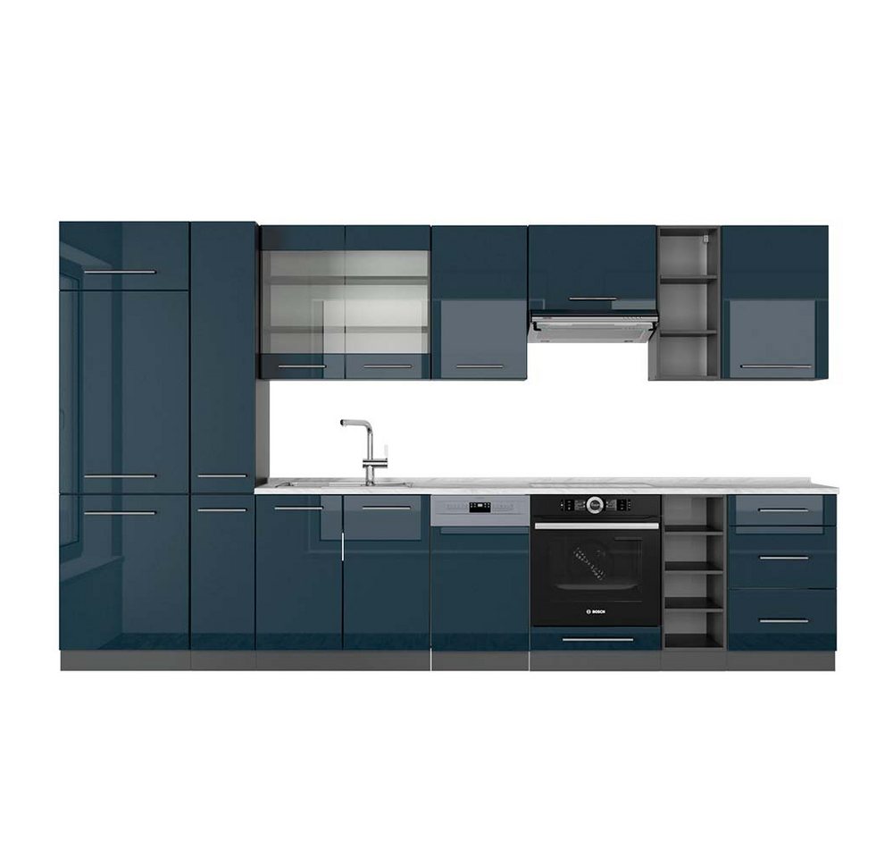 Vicco Küchenzeile Fame-Line, Dunkelblau Hochglanz/Anthrazit, 355 cm, AP Marmor Vicco Küchenzeile Fame-Line, Dunkelblau Hochglanz/Anthrazit, 355 cm, AP Marmor von Vicco