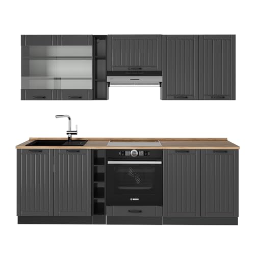 Vicco Küchenzeile Fame-Line, Dunkelgrau, 235 cm, AP Eiche von Vicco