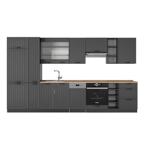 Vicco Küchenzeile Fame-Line, Dunkelgrau, 355 cm, AP Eiche Vicco Küchenzeile Fame-Line, Dunkelgrau, 355 cm, AP Eiche von Vicco