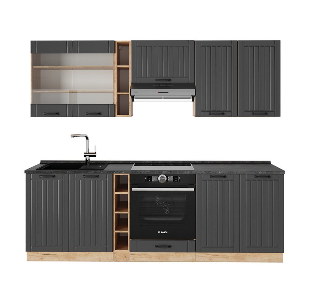 Vicco Küchenzeile Fame-Line, Dunkelgrau/Goldkraft Eiche, 235 cm, AP Anthrazit Vicco Küchenzeile Fame-Line, Dunkelgrau/Goldkraft Eiche, 235 cm, AP Anthrazit von Vicco