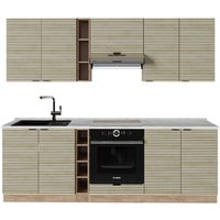 Vicco - Küchenzeile Fame-Line, Eiche Paneel/Goldkraft Eiche, 235 cm , ap Marmor von Vicco