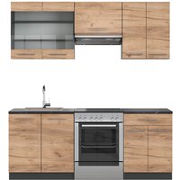 Vicco - Küchenzeile Fame-Line, Goldkraft Eiche/Anthrazit, 200 cm ohne Arbeitsplatte von Vicco