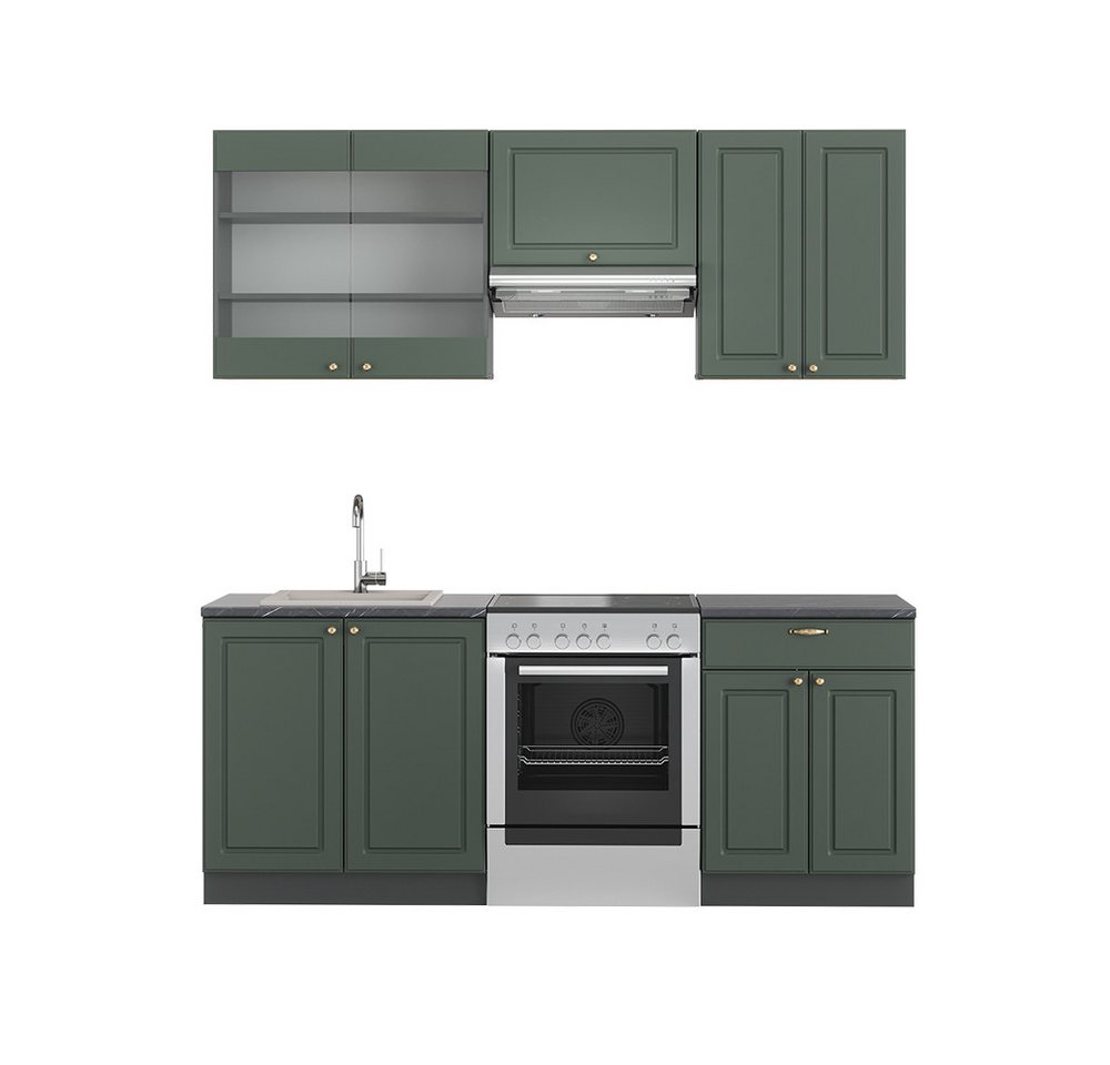 Vicco Küchenzeile Fame-Line, Grün-Gold Landhaus/Anthrazit, 200cm ohne Arbeitsplatte Vicco Küchenzeile Fame-Line, Grün-Gold Landhaus/Anthrazit, 200cm ohne Arbeitsplatte von Vicco