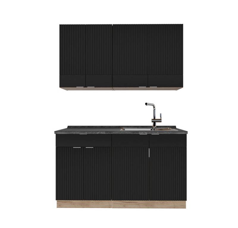 Vicco Küchenzeile Fame-Line, Schwarz gestreift/Goldkraft Eiche/Goldkraft Eiche, 140 c... Vicco Küchenzeile Fame-Line, Schwarz gestreift/Goldkraft Eiche/Goldkraft Eiche, 140 c... von Vicco