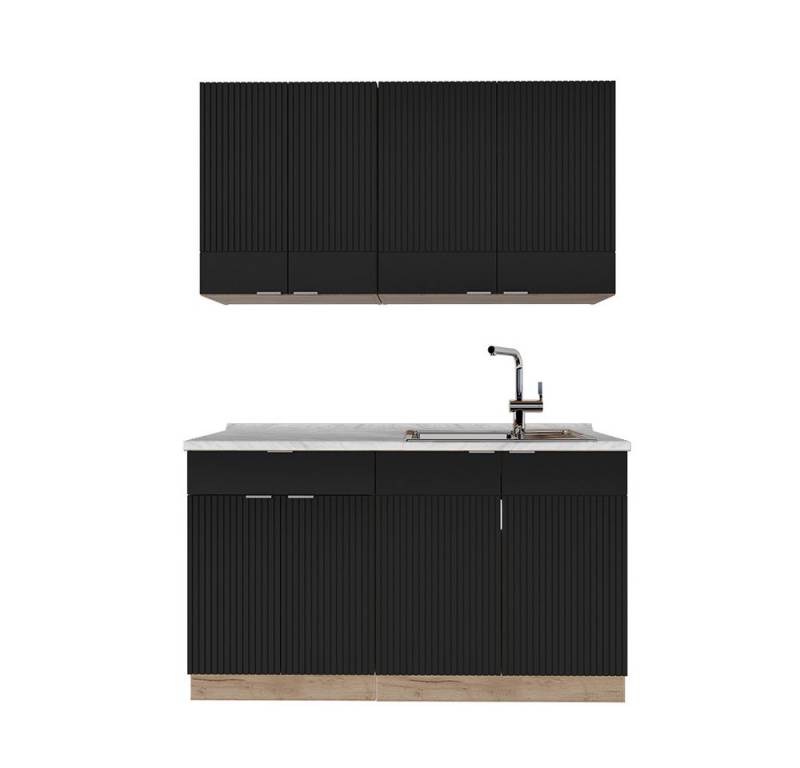 Vicco Küchenzeile Fame-Line, Schwarz gestreift/Goldkraft Eiche/Goldkraft Eiche, 140 c... Vicco Küchenzeile Fame-Line, Schwarz gestreift/Goldkraft Eiche/Goldkraft Eiche, 140 c... von Vicco