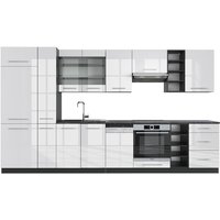 Vicco - Küchenzeile Fame-Line, Weiß Hochglanz/Anthrazit, 355 cm ohne Arbeitsplatte von Vicco