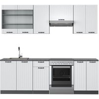 Vicco - Küchenzeile Fame-Line, Weiß Landhaus/Anthrazit, 240 cm ohne Arbeitsplatte von Vicco