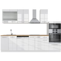 Vicco - Küchenzeile Fame-Line 300cm Weiß Hochglanz Modern von Vicco