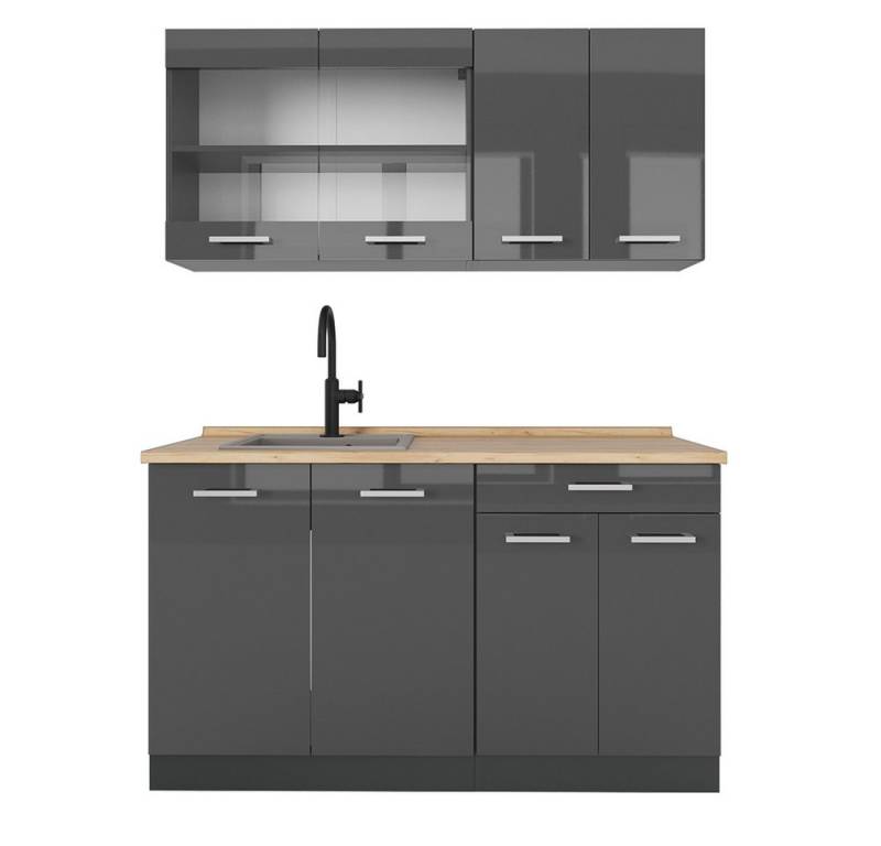 Vicco Küchenzeile R-Line, Anthrazit Hochglanz/Anthrazit, 140 cm ohne Arbeitsplatte von Vicco