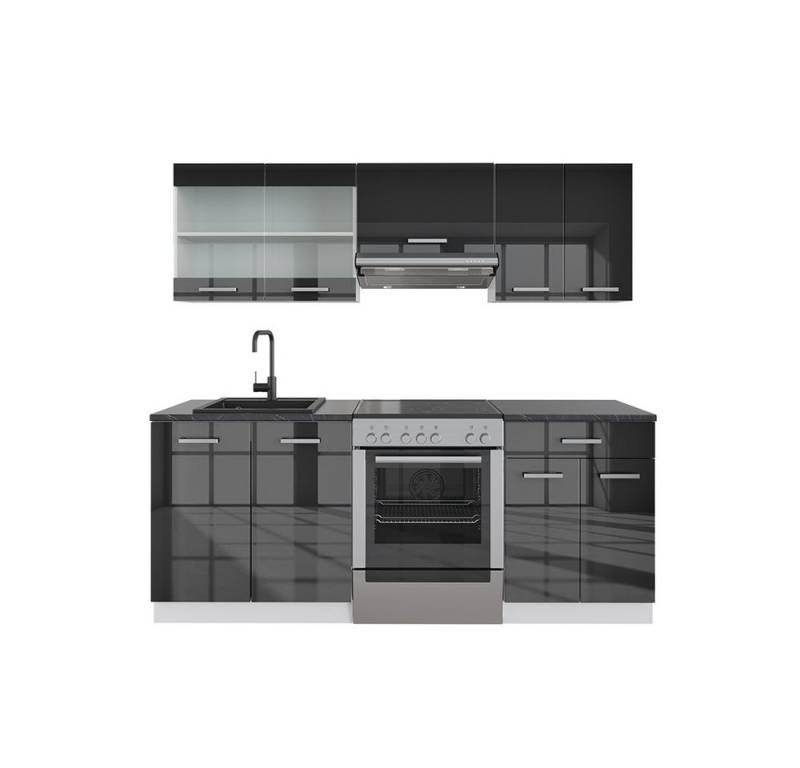 Vicco Küchenzeile R-Line, Anthrazit Hochglanz/Weiß, 200 cm ohne Arbeitsplatte von Vicco