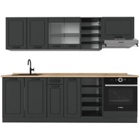 Vicco - Küchenzeile R-Line, Anthrazit Landhaus/Anthrazit, 240 cm ohne Arbeitsplatte von Vicco