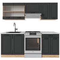 Vicco - Küchenzeile R-Line, Anthrazit Landhaus/Goldkraft Eiche, 200 cm , ap Marmor von Vicco