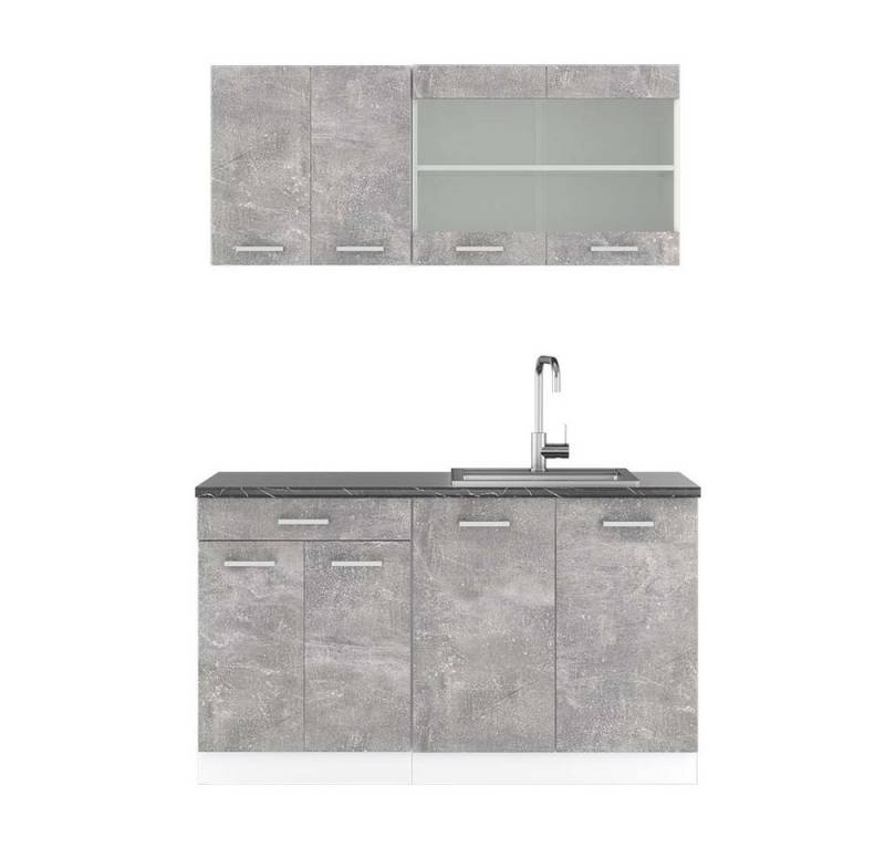 Vicco Küchenzeile R-Line, Beton/Weiß, 140 cm, AP Anthrazit Vicco Küchenzeile R-Line, Beton/Weiß, 140 cm, AP Anthrazit von Vicco
