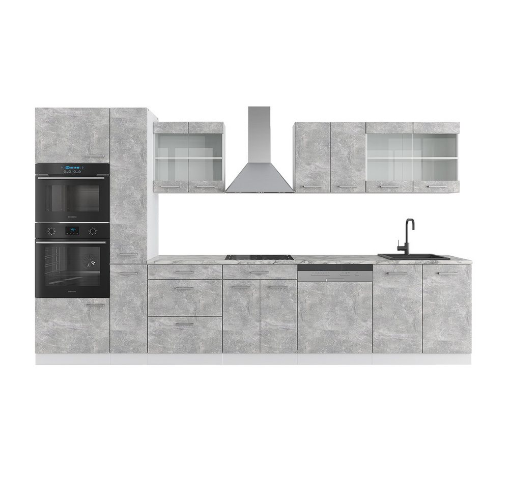 Vicco Küchenzeile R-Line, Beton/Weiß, Ohne Arbeitsplatten von Vicco