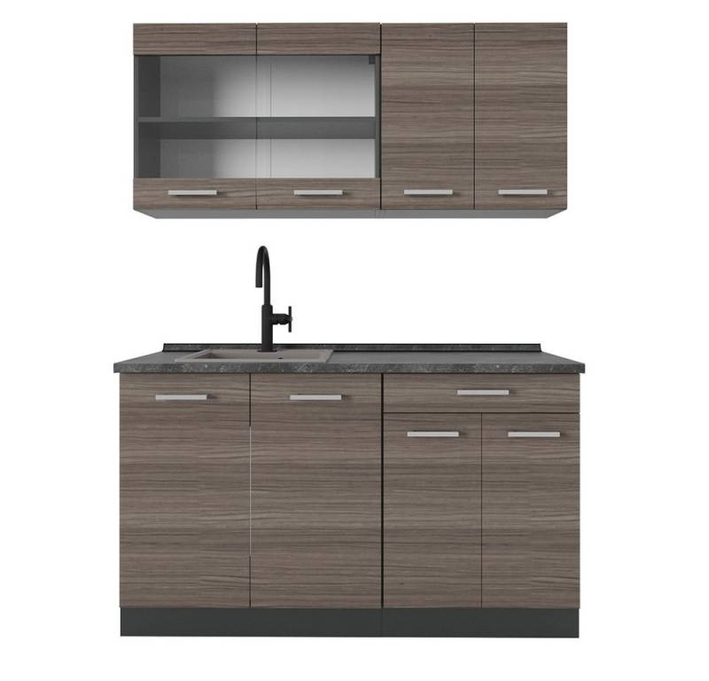 Vicco Küchenzeile R-Line, Edelgrau/Anthrazit, 140 cm, AP Anthrazit von Vicco