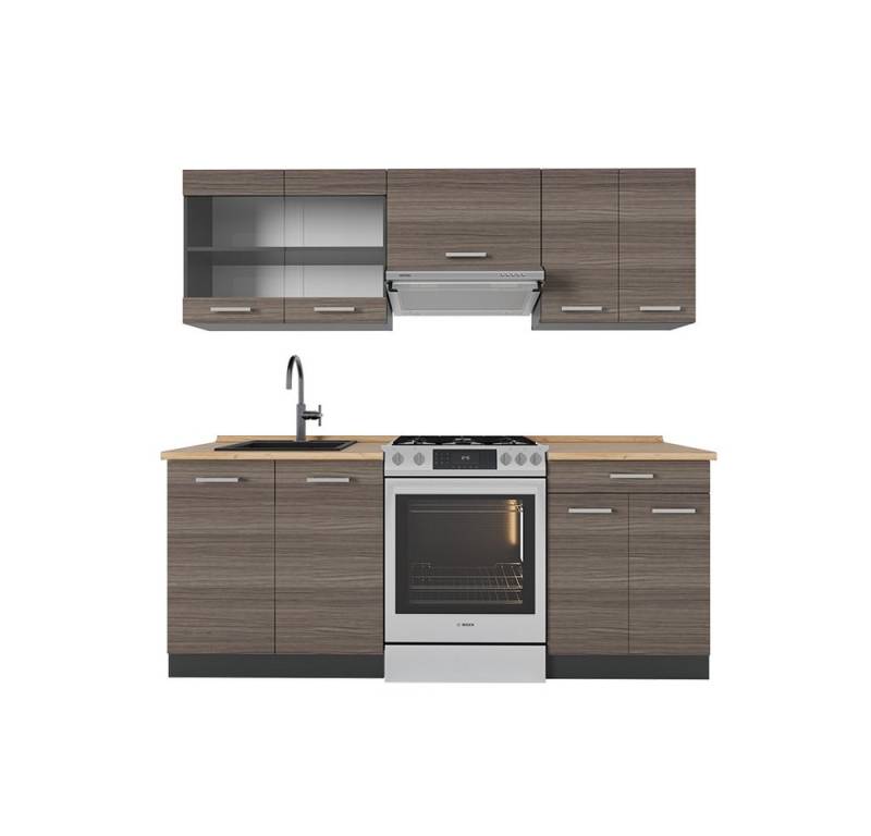 Vicco Küchenzeile R-Line, Edelgrau/Anthrazit, 200 cm ohne Arbeitsplatte von Vicco