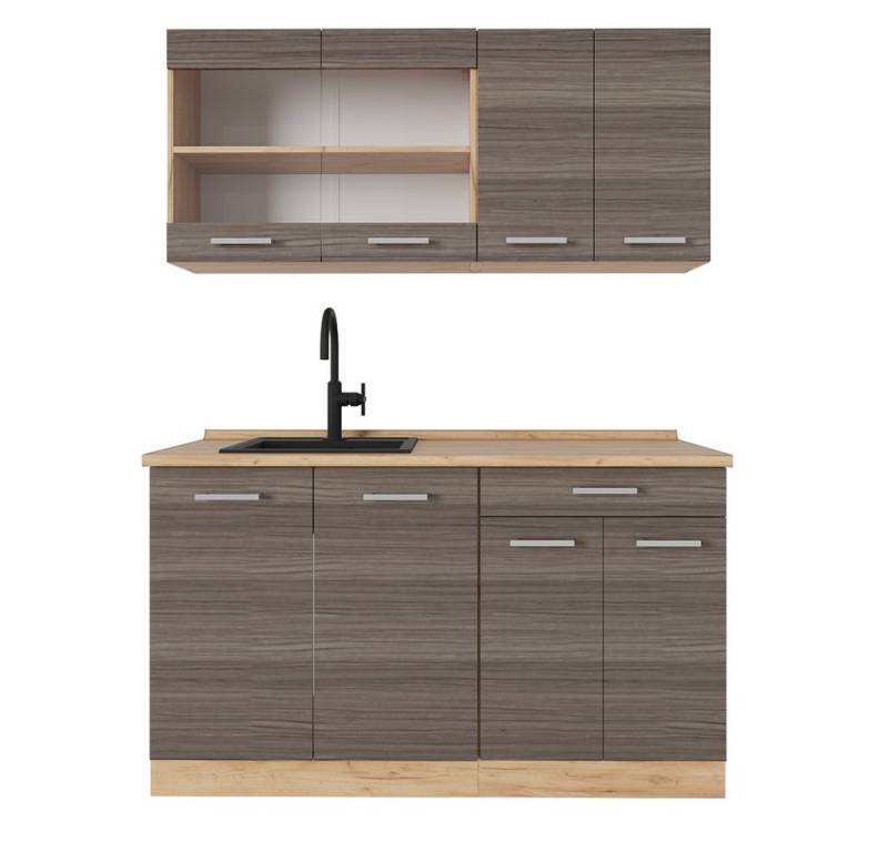 Vicco Küchenzeile R-Line, Edelgrau/Goldkraft Eiche, 140 cm ohne Arbeitsplatte von Vicco