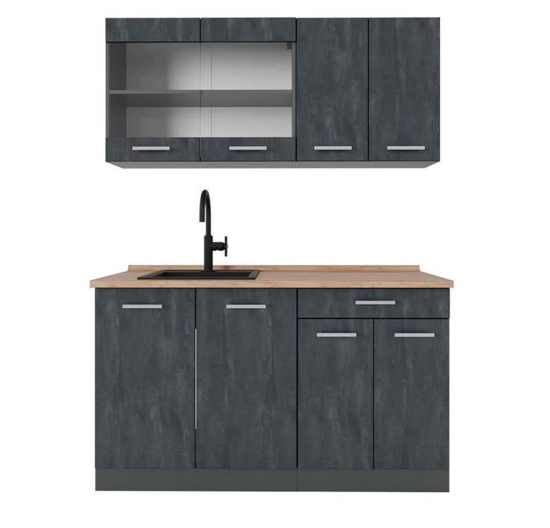 Vicco Küchenzeile R-Line, Schwarz Beton/Anthrazit, 140 cm AP Eiche Vicco Küchenzeile R-Line, Schwarz Beton/Anthrazit, 140 cm AP Eiche von Vicco