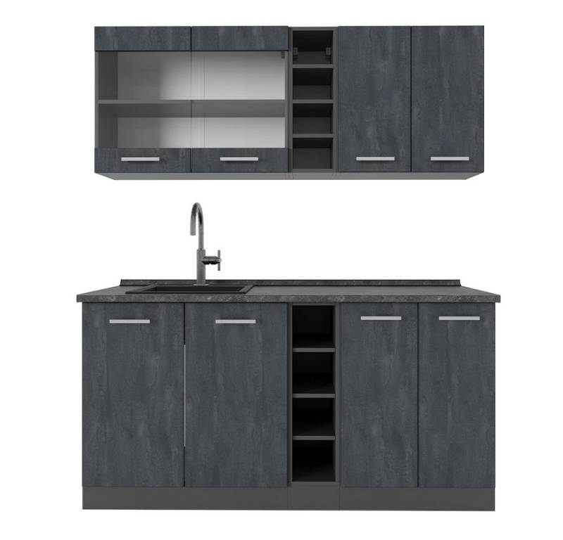 Vicco Küchenzeile R-Line, Schwarz Beton/Anthrazit, 160 cm AP Anthrazit Vicco Küchenzeile R-Line, Schwarz Beton/Anthrazit, 160 cm AP Anthrazit von Vicco