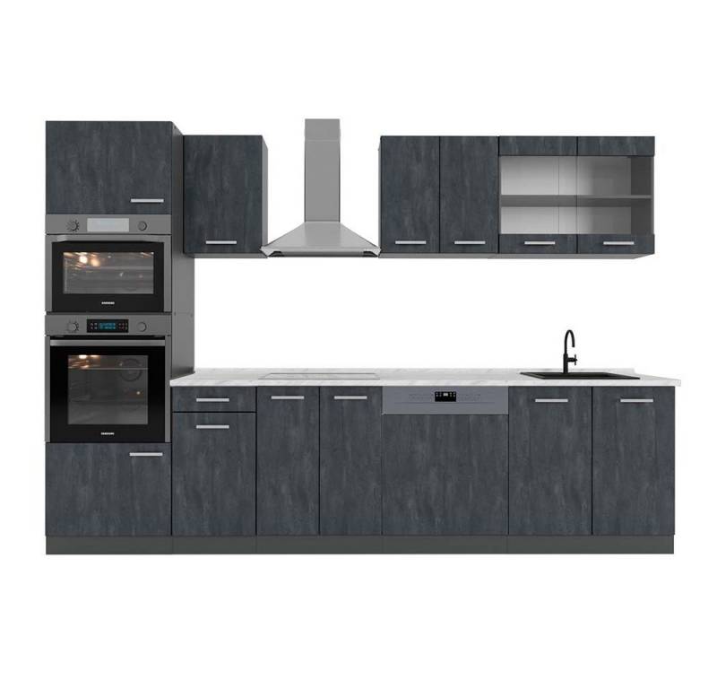 Vicco Küchenzeile R-Line, Schwarz Beton/Anthrazit, 300 cm AP Marmor Vicco Küchenzeile R-Line, Schwarz Beton/Anthrazit, 300 cm AP Marmor von Vicco