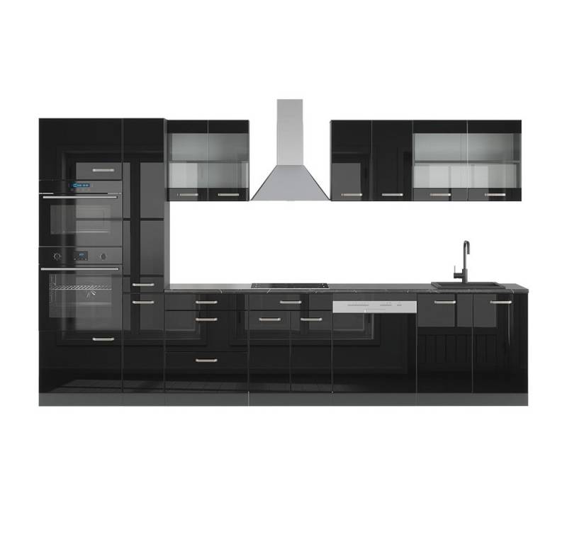 Vicco Küchenzeile R-Line Schwarz Hochglanz/Anthrazit 350 +Hochschrank ohne Arbeitsplatte von Vicco