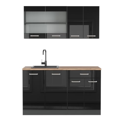 Vicco Singleküche R-Line, Schwarz Hochglanz/Anthrazit, 140 cm ohne Arbeitsplatte Vicco Singleküche R-Line, Schwarz Hochglanz/Anthrazit, 140 cm ohne Arbeitsplatte von Vicco