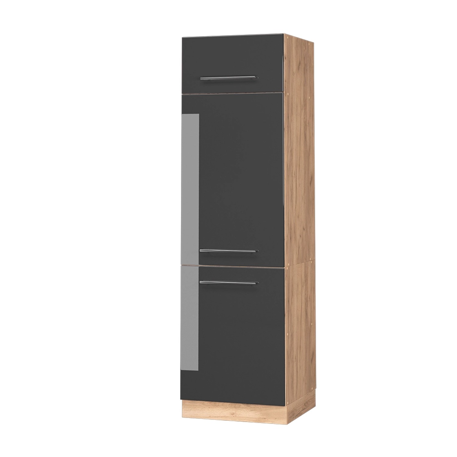 Vicco Kühlumbauschrank Fame-Line Anthrazit Hochglanz/Goldkraft Eiche 60 cm von Vicco