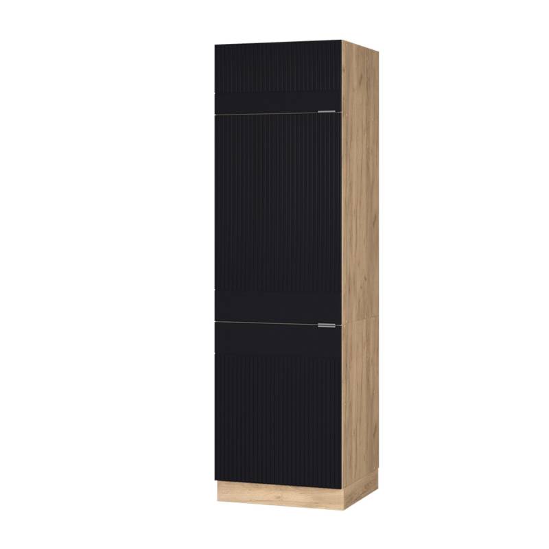 Vicco Kühlumbauschrank Fame-Line Hochschrank für die Küche Schwarz Gestreift 60 cm von Vicco