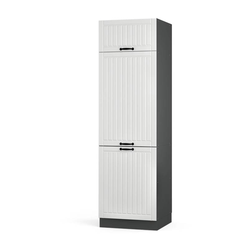 Vicco Kühlumbauschrank Fame-Line Hochschrank für die Küche Weiß Landhaus/Anthrazit 60 cm von Vicco