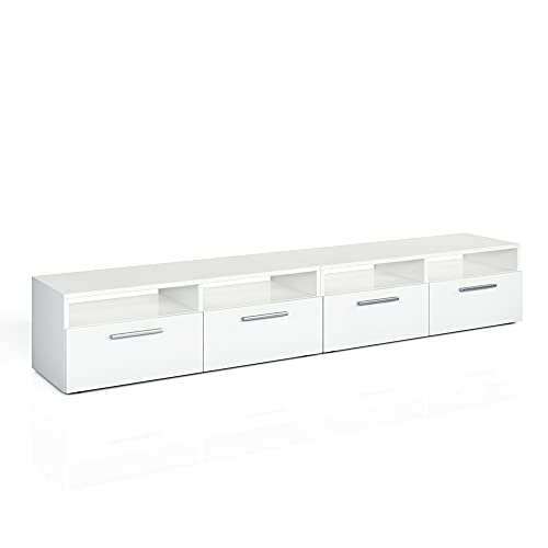 Vicco Lowboard Diego, Fernsehtisch, Weiß Hochglanz, 190 x 38 cm von Vicco