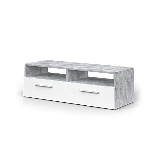 Vicco Lowboard Diego, Fernsehtisch, Weiß/Beton, 95 x 38 cm von Vicco