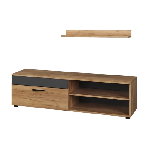 Vicco Lowboard & Regal Berno, Goldkraft Eiche/Anthrazit, mit 1 Klappe von Vicco
