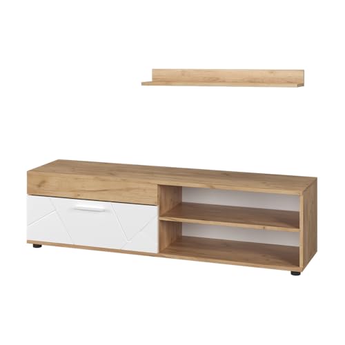 Vicco Lowboard & Regal Berno, Goldkraft Eiche/Weiß, mit 1 Klappe von Vicco