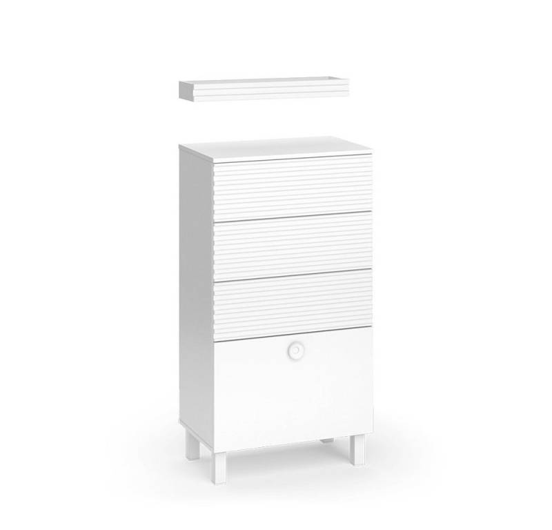 Vicco Midischrank Sola, Weiß, 60.2 x 113 cm mit 4 Schubladen mit Wandregal von Vicco